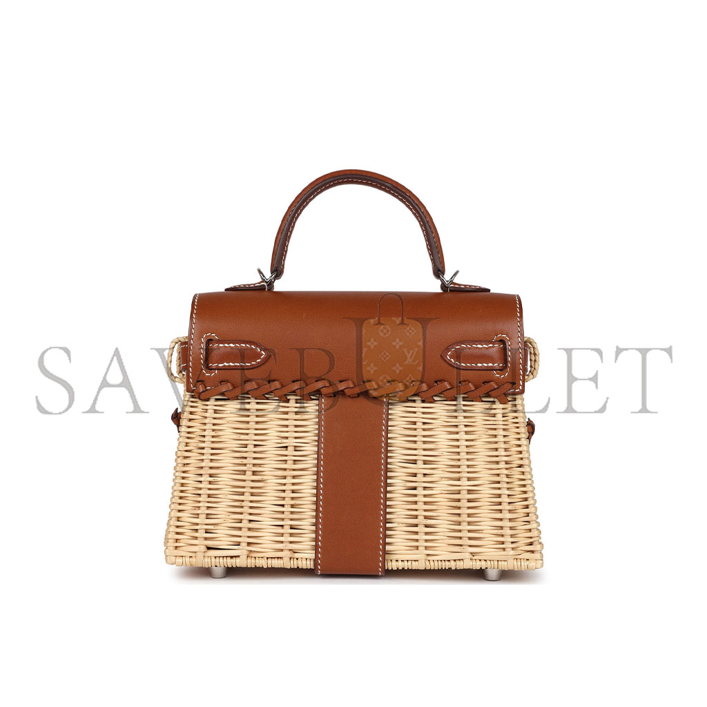 HERMÈS MASTER MINI PICNIC KELLY 20 FAUVE BARENIA PALLADIUM HARDWARE (20*14*8cm)